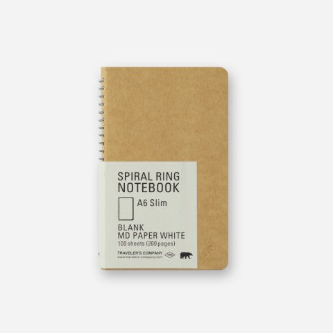 Traveler's Company Spiral Ring Notebook Blank MD Paper White - A6 (Slim)